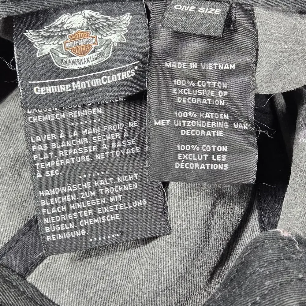 Harley Davidson Hat Gray Strapback Cap Motorcycle Embroidered Distressed Biker - Picture 6 of 8